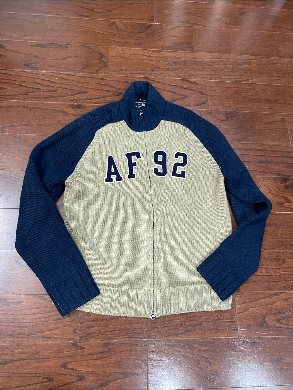 Vintage Abercrombie & Fitch Full Zip Wool Mock Neck Knit Sweater Muscle Men’s XL
